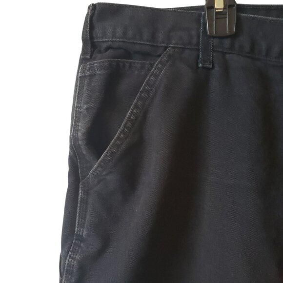 Carhartt Mens Black Pants Size 48 x 30 Worn Faded Distressed Dungaree Work Pants - Picture 2 of 16